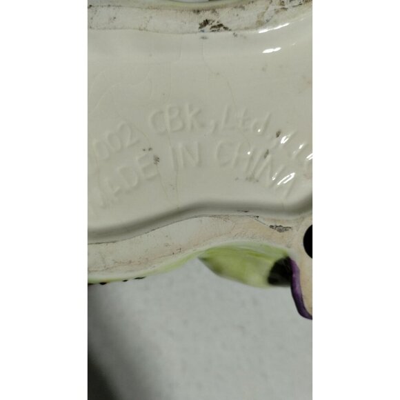 2002 CBK LTD Whimsical Colorful Ceramic Dog Figurine with Flowers & Swirls & Bee - Picture 11 of 11